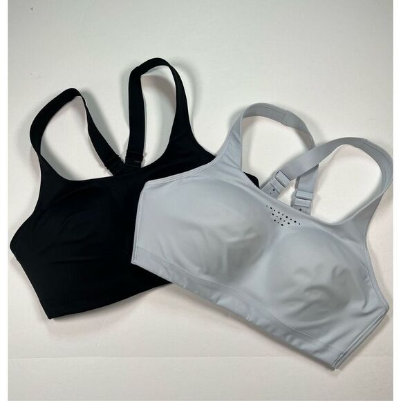 Athleta Phenomena Adjustable High Impact Sports Bra Set Black Silver Size 36D - Picture 1 of 6
